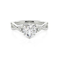 Custom Heart Promise Ring with Leaves Design Twist Band
